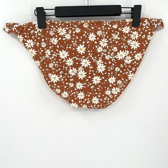 Aerie Ruffle Sides Floral Bikini Bottom Women XXL Brown New With Tag - Picture 2 of 6